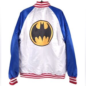 NWOT Batman Logos Bomber Jacket Full Zip‎ DC Tango Hotel Rare Size SMALL